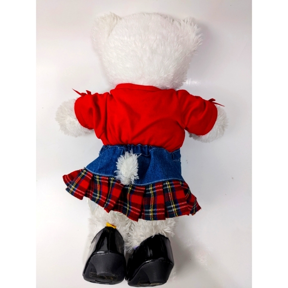 Build-A-Bear Red Top Denim Skirt Black Shoes - Picture 5 of 12